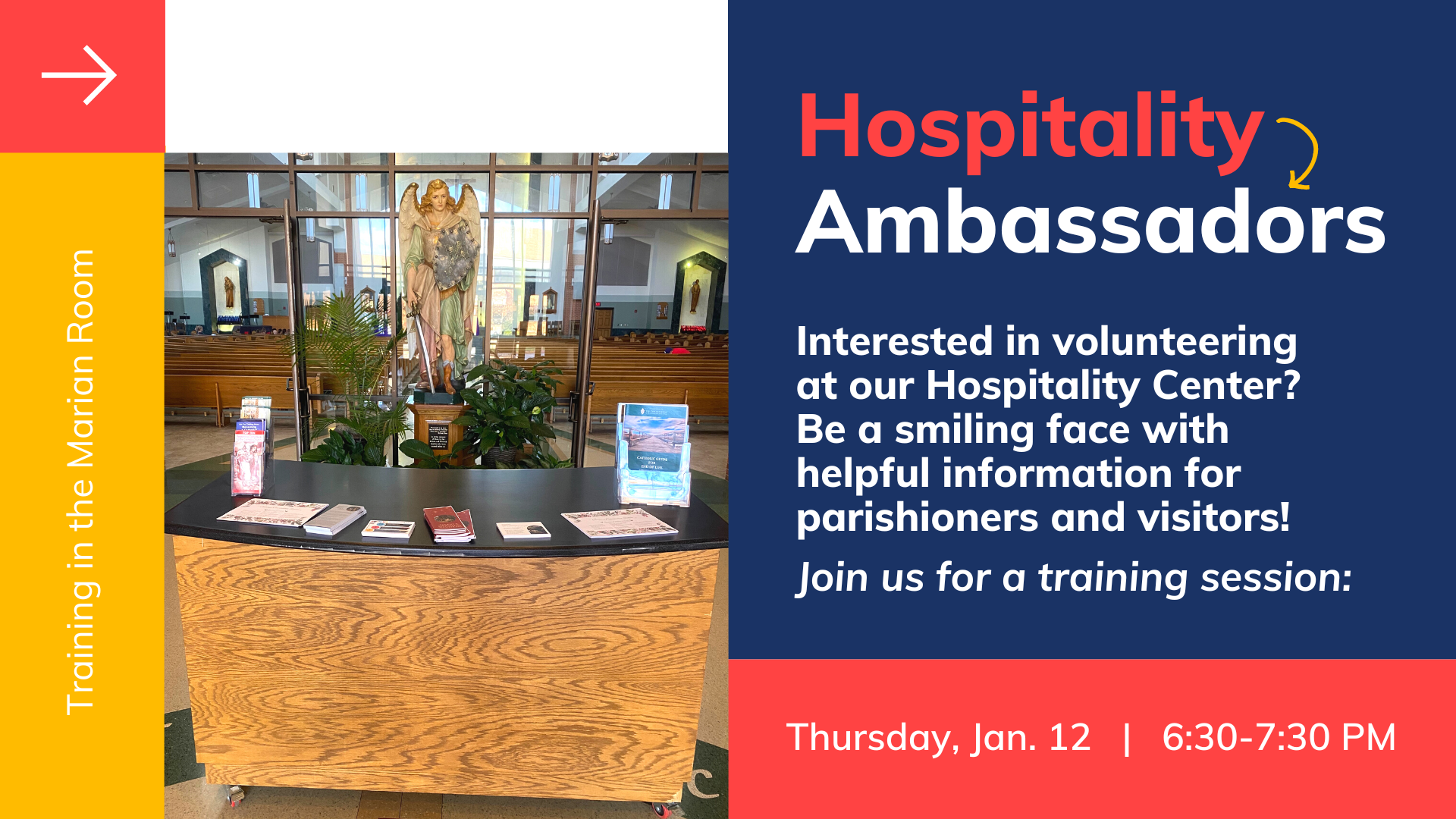 Hospitality Ambassador Training, Thursday January 12, 6:30-7:30 PM