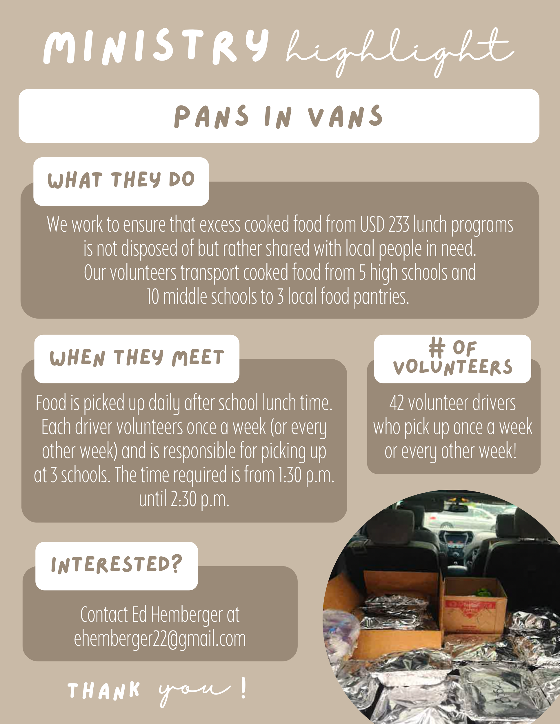 pans in vans ministry highlight
