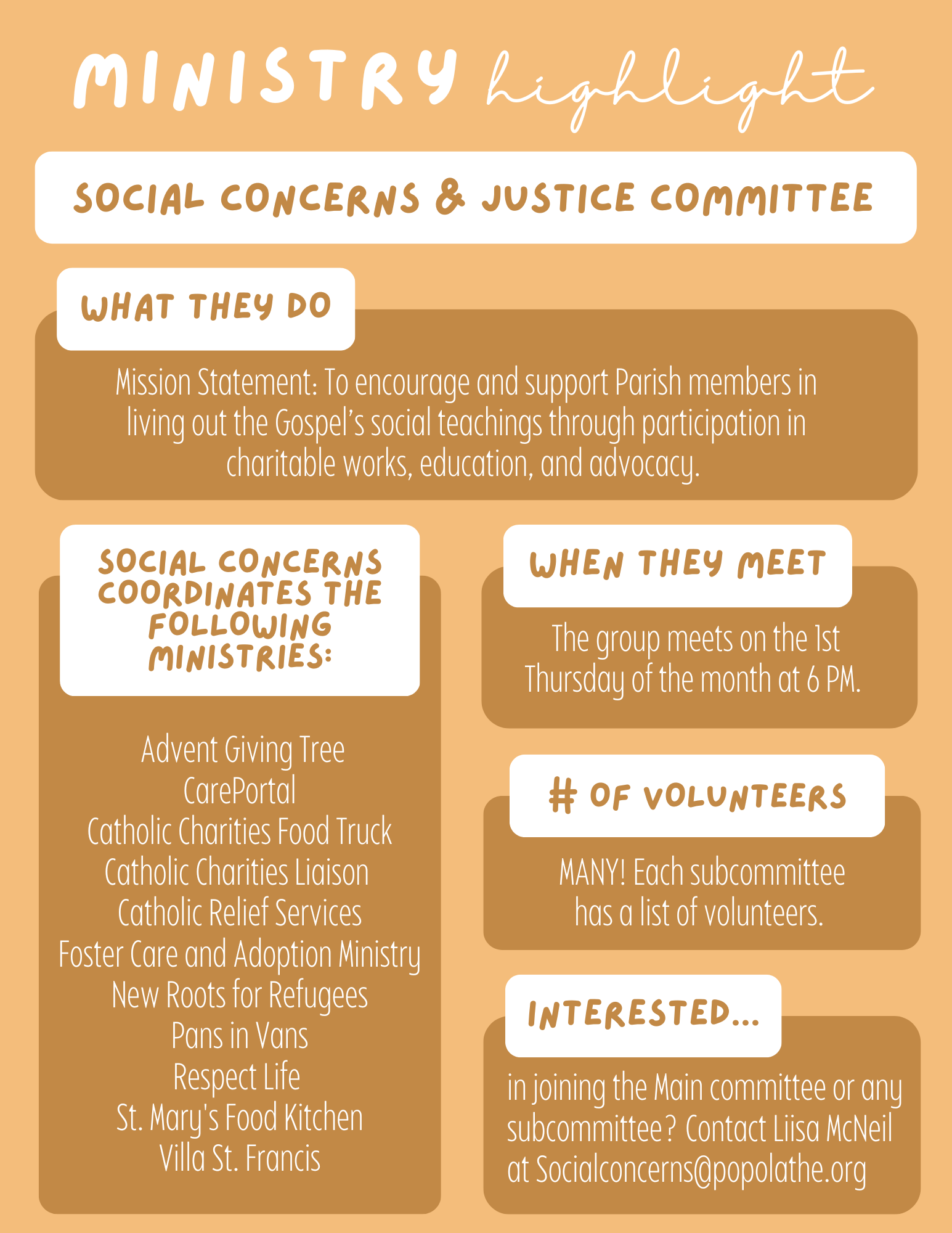 Ministry highlight for social concerns & justice committee